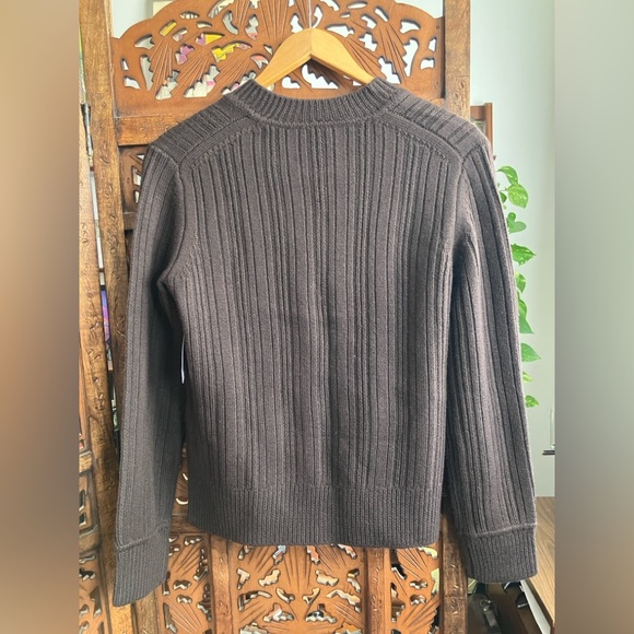 Equipment ribbed brown pullover 100% wool sweater, v-neck - Picture 2 of 7